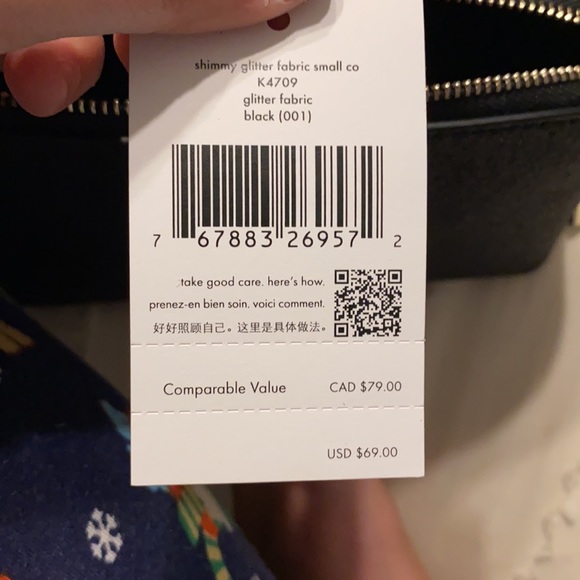 kate spade black glitter cosmetic pouch - Picture 3 of 5